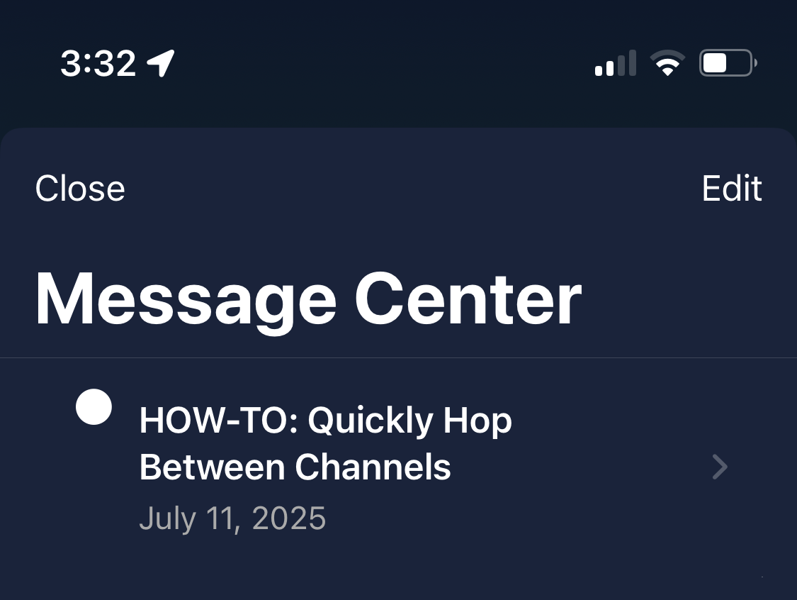 tablo message center new message